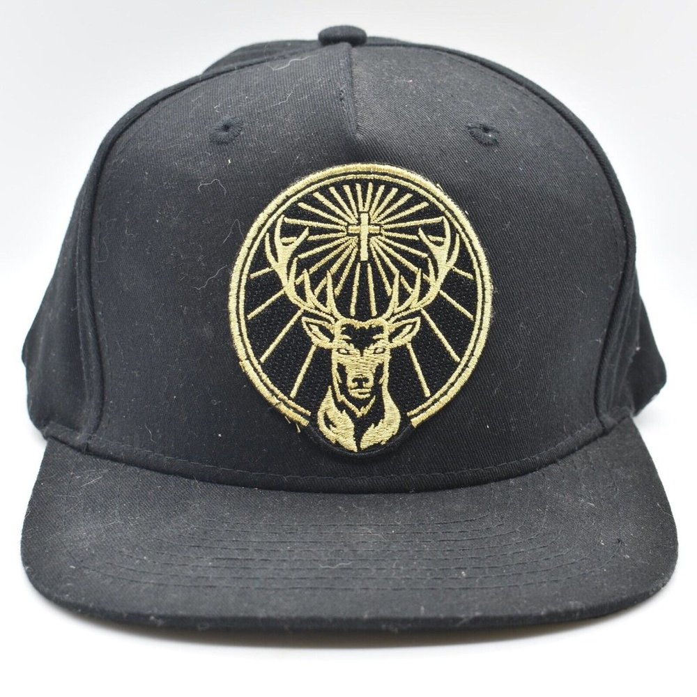 NEW Jagermeister Hat Adult OSFM Black Adjustable Snapback Stag Logo Cap NWOT
